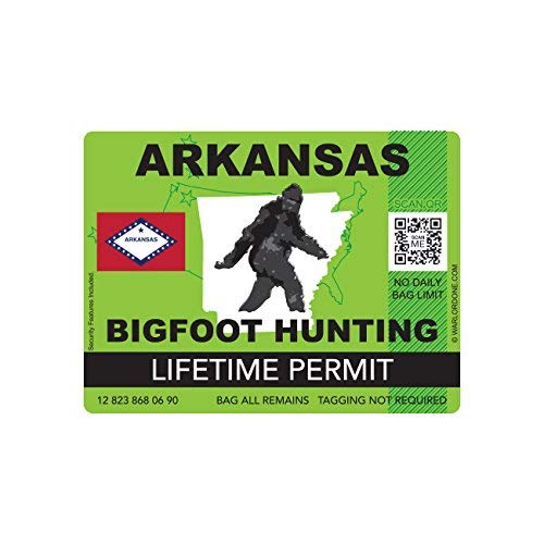 Arkansas Bigfoot Hunting Permit Sticker Die Cut Decal Sasquatch Lifetime Vinyl Made in USA