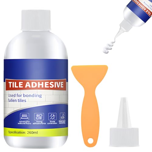Pegamento Azulejos, Cemento Cola Azulejos, Adhesivo para Azulejos, Perdurable Durable Tile Adhesive para Interior y Exterior, Agua, Baños, Cocinas, Paredes 260ML