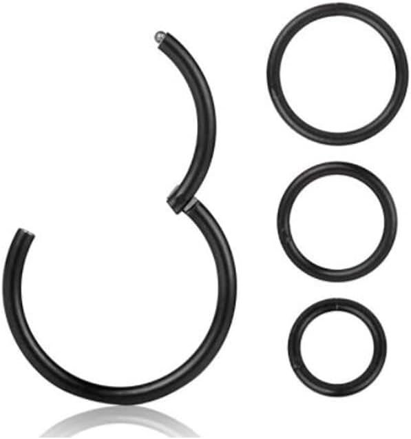 16g 18g Hinged Septum Nose Ring Lip Ear Cartilage Ear Helix Body Piercing Jewelry Surgical Steel Ring Hoop(Rainbow,1x8mm)