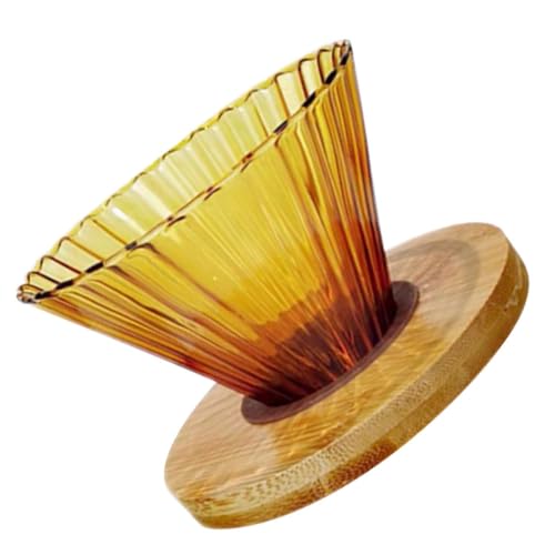 STOBAZA Gotero para Café Vertido Grande Cono de Vidrio de Borosilicato, Filtro Reutilizable y Soporte de Madera para Uso Doméstico y Preparación Portátil