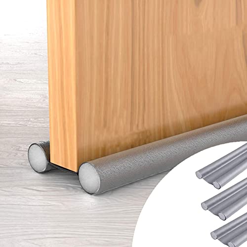3 Stück Zugluftstopper zuschneidbar, Zugluftstopper für die Tür, Zugstopper Türisolierung Doppelseitig Wärmeisoliert Lärmschutz Energiesparend, 95cm (Grau, 3 Stuck) Cover