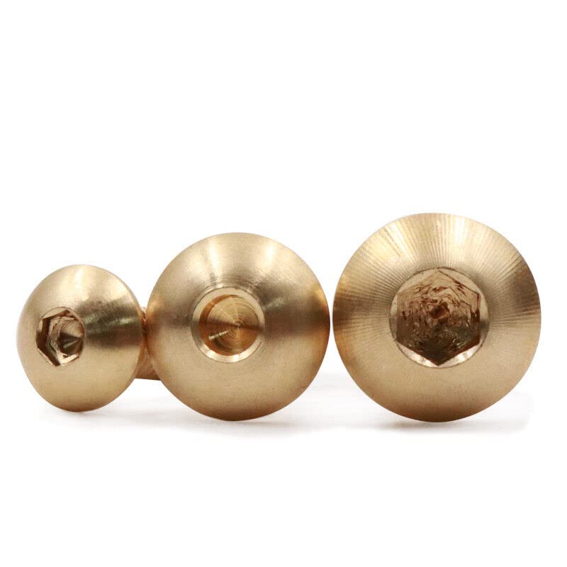 Brass Allen Hex Socket Button Head Screws Hexagon Bolts M2/M3/M4/M5/M6/M8/M10 (M3-0.5 x 14mm, 50pcs)