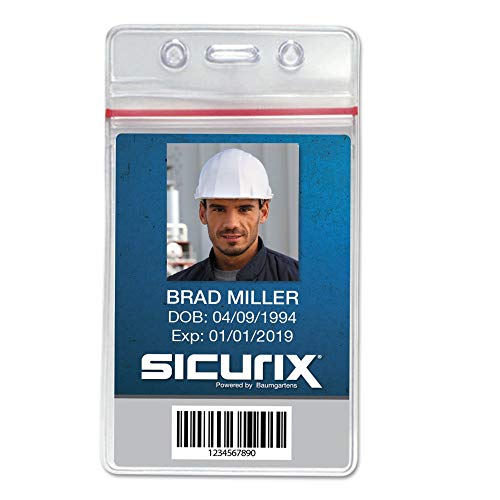 Sécurisez vos accès au bureau avec le badge vertical Sicurix en vinyle transparent zippé