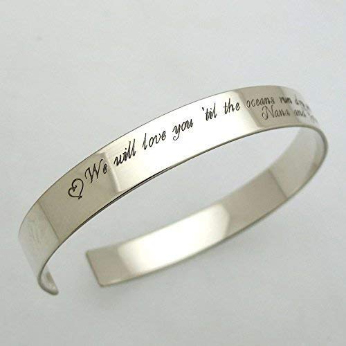 Inspirational Gift For Her - Custom Cuff Bracelet - Personalized Silver Bracelet - Custom Bracelet For Her - Birthday Gift For Mom/Daughter - Quote Engraved Bracelets For Women #TOP3