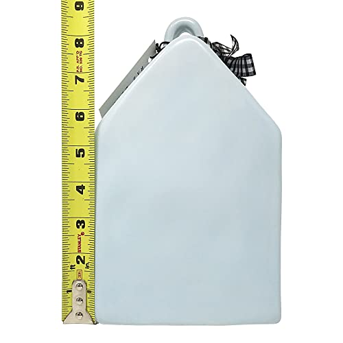 Rae Dunn By Magenta Ceramic Square Birdhouse (Blue/Welcome/Checkered Ribbon) #TOP2