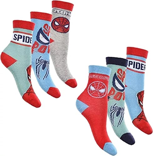 Lot de 6 paires de chaussettes Spiderman garçon | Chaussettes pour enfants, multicolore, 23/26