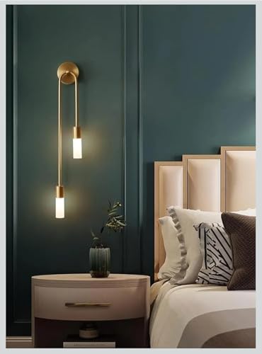 Image of S.N.Enterprises Wall Sconce, Pack of 2 | Luxury Gold LED Wall Light with 3 Color Modes | Long Modern Sconce Lamp for Bedroom, Living Room & Corridor (Warm + Neutral + Cool White)