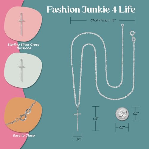 FashionJunkie4Life Sterling Silver Cross Necklace for Men and Women2