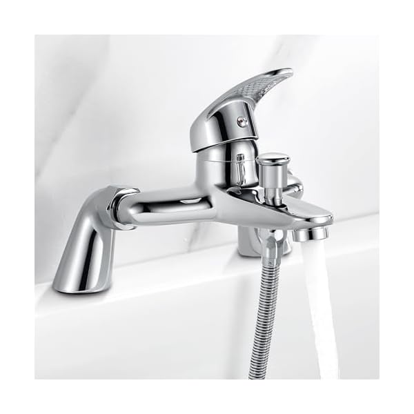 Mitigeur de bain et douche, robinet de douche moderne rond monobloc simple avec bec de baignoire, laiton massif, chromé, sortie 1/2'', centres 180 mm