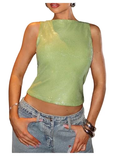 Débardeur à paillettes brillantes pour une soirée clubbing inoubliable en look Y2K
