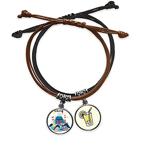 Bracelet corde pour les voyages des Japonais en visite, chaîne de main en cuir et jus de citron