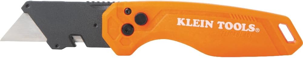 Klein Tools 44312 2-Piece Folding Utility Knife and Slide-Out Knife Set, FLICKBLADE, Retractable with On-Tool Blade Storage, Includes 5 Blades