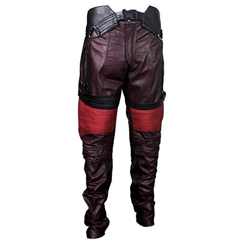 Fashion_First Star Lord Guardians of The Galaxy 2 Chris Pratt Peter Quill Maroon Faux Leather Pants Pants 2XL Cover