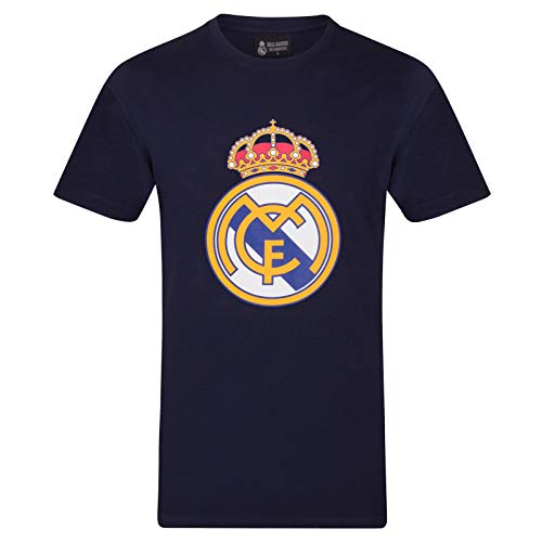 Real Madrid Official Football Gift Mens Crest T-Shirt Navy 3XL