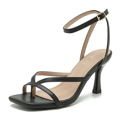Women's Strappy Heels Lace Up Stiletto High Heeled Sandals Square Open Toe Thong Ankle Strap Sexy Fashion Comfort Dress Shoes Party Sandals