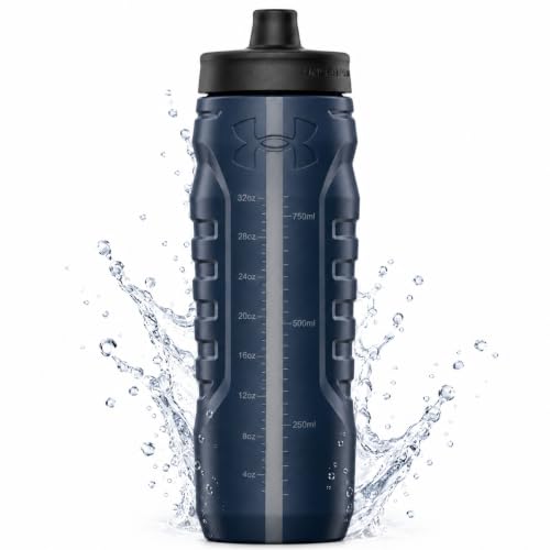 Under Armour Squeeze Water Bottles, 32 oz Water Bottles, Sideline Sports Water Bottle with Quick-Shot Lid, Quick & Easy Hydration, Gym Water Bottles, Squeeze Bottle, 1 32oz Bottle