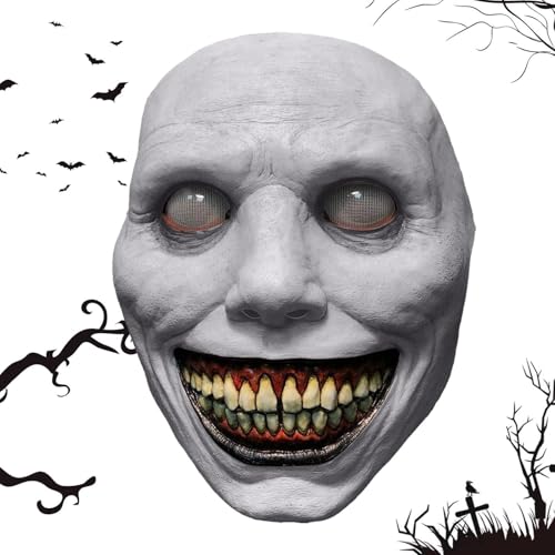 XIAOXIAOYU Máscara demoníaca,Máscara de Halloween transpirable realista de demonio sonriente - espeluznante, máscara horrible para accesorios de fiesta de disfraces de Halloween Decoración aterradora