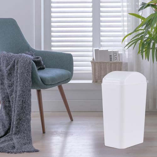 Caneca de basura rectangular blanca de 12 L con tapa basculante miniatura 2