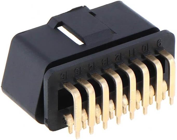 OBD2 16 Pin 12V Male Gold Plated Connector 90°Right Angle OBD Plug Automobile for Truck