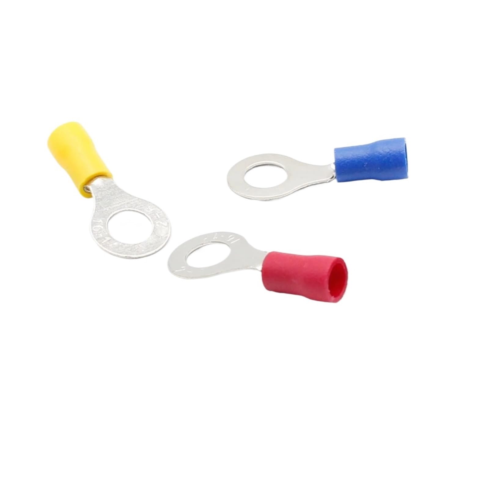 Cqahdsevf Mixed Color Electrical Ring Terminals, 100Pcs Rv2-6 Insulated Ring Terminal Crimp Connector For Auto Motorcycle Marine Multicolor(Mixed Color)