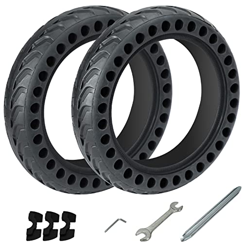 UPhitnis 2pcs scooter reifen Ersatzräder mit 6 Werkzeug - 8,5 Zoll Ersatzreifen Solid Reifen für Mijia Xiaomi M365/Pro/Pro2/1s/3/Essential Elektrischen Roller Bienenwaben Vollgummi Tyre Stoßdämpfung Cover