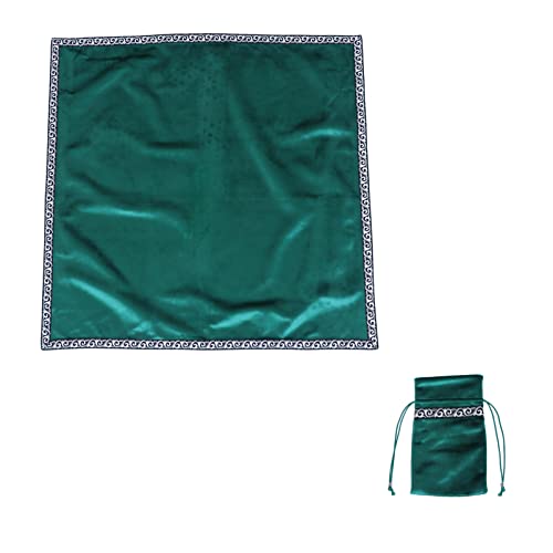 ledmomo タロットクロス ベルベット タロット 厚手 大判 無地 光沢 人気 タロット占い タロットカード用ポーチ付 グリーン