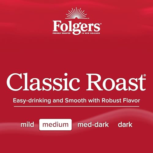 Image of Folgers Classic Roast Ground Coffee, Medium Roast, 33.7 Oz. Canister (Pack of 6)
