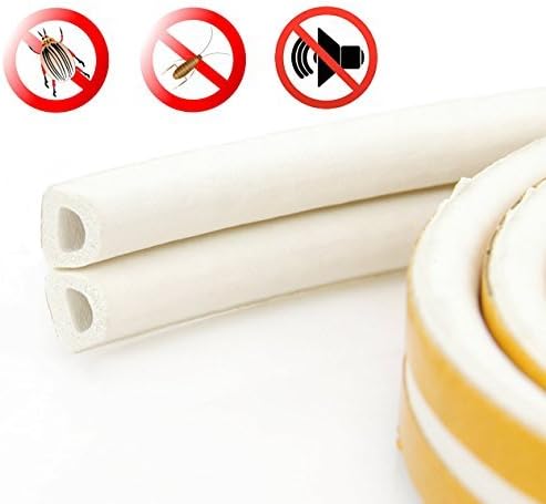 Doors and Windows Draught Excluder Self-adhesive EPDM Rubber Foam Seal Strip Soundproofing Collision Avoidance Weatherstrip Seal（White）