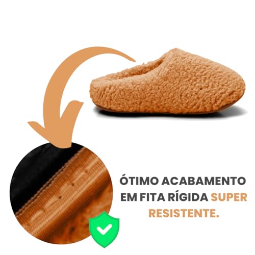 Pantufa Feminina Ante Derrapante Super Quentinha Disponível do 27 até 46 Caramelo (43/44, Caramelo)