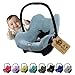 Frottee Sommerbezug [Schonbezug für Babyschale] Autositz kompatibel mit Maxi Cosi Cabrio Fix + GRATIS Gurtpolster (hellgrau + GP)