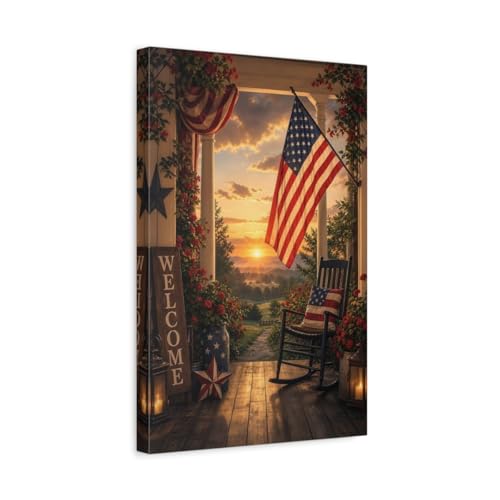 Toile vintage bleu blanc rouge 30x45 cm pour decoration de salon retro