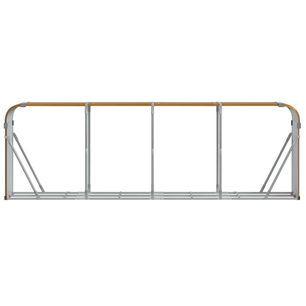 Kaminholzunterstand Holzoptik aus verzinktem Stahl 300x45x100 cm robustes Kaminholzregal mit Wandhalterung zur Brennholzaufbewahrung und Holzstapelhalter für trockene Lagerung im