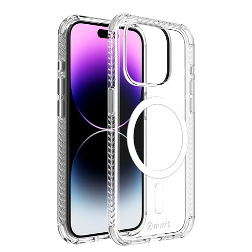 Muvit for France Coque MagSafe 3M pour iPhone 15 Pro. Eco-Responsable et Antichoc. Structure renforcée - Protection des Chutes - Transparente - Durable. Coque...