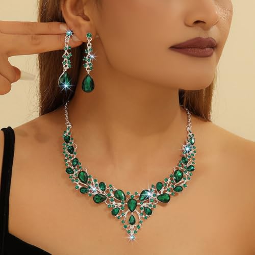 Image of Shining Diva Fashion Stylish Design Fancy Crystal Necklace Jewellery Set for Women | Trendy Celebrity Inspired Jewellery
