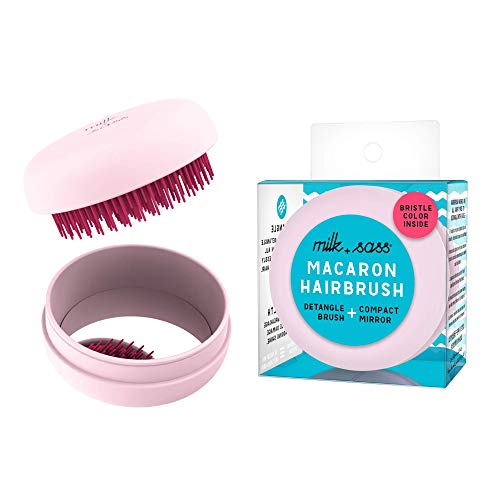 COMPACT TRAVEL BRUSH FOR HAIR, ALL-IN-ONE WITH MIRROR CASE- On The Go Travel