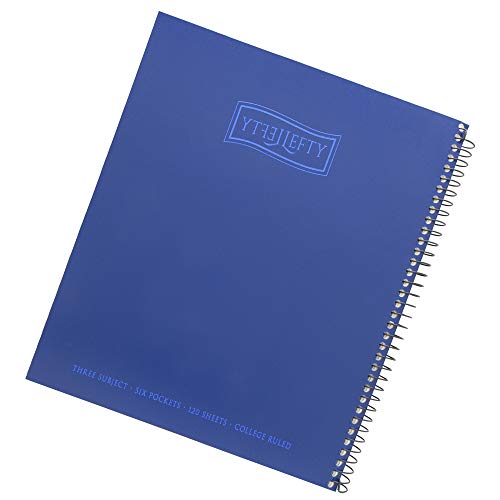Left-Handed 3 Subject Spiral Notebooks Plain Color, Set of 3, Black & Blue image 5