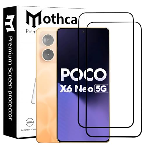 Image of Mothca Military-Grade Tempered Glass for Poco X6 Neo /Redmi Note 13 /13 Pro /Poco X6 Pro 5G / X6 / F6 / F5 with Edge to Edge Coverage - Case Friendly, Bubble-Free Installation Kit (Pack of 2)