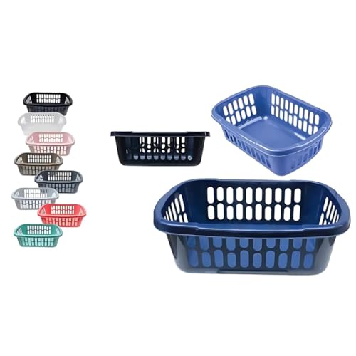 PARENCE.- Cubo de basura de plástico 34x24 cm – Cesta de almacenaje multiusos, ligera y resistente – Color aleatorio