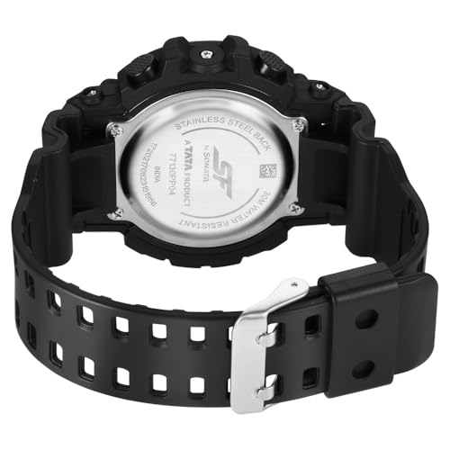 Image of SF Sporty Digital Black Dial Polyurethane Strap Watch for Men-77130PP01W /NT77130PP01W
