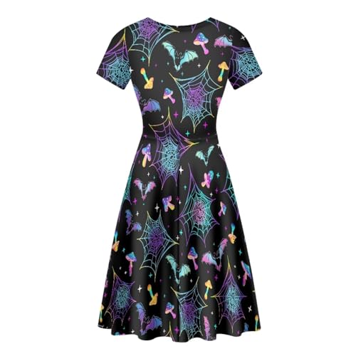 Image of Forchrinse Native Aztec Style Black White Geometric Women's Midi Dress Casual Long Dress Round Neck Swing Dress