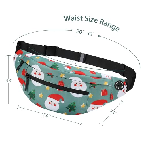 Image of MAXTOP Large Christmas Fanny Pack with 4-Zipper Pockets, Christmas Bag Gifts for Enjoy Festival Sports Workout Traveling Running Casual Hands-Free Waist Pack Crossbody Phone Bag Carrying All Phones