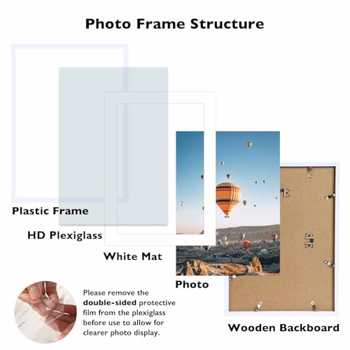 Image of JCJMY 14x20 Picture Frame with 11x17 Mat, Display Photo 11x17 with Mat or 14 x 20 Without Mat, Wall Hanging Large 14 by 20 Poster Frame with Plexiglass, White