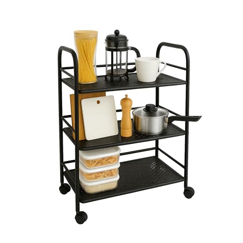 DESIGN COMPATTO E FUNZIONALE: Il carrello MAKA è ideale per piccoli spazi, grazie al suo profilo stretto che si adatta perfettamente tra mobili e pareti. Perfetto come salvaspazio in cucina, bagno o lavanderia