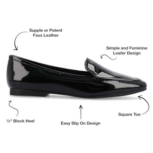 Image of Journee Womens Suede Loafer Flat Square Toe Noticed Topline Padded Block Heel - Tullie Casual Dress Shoe