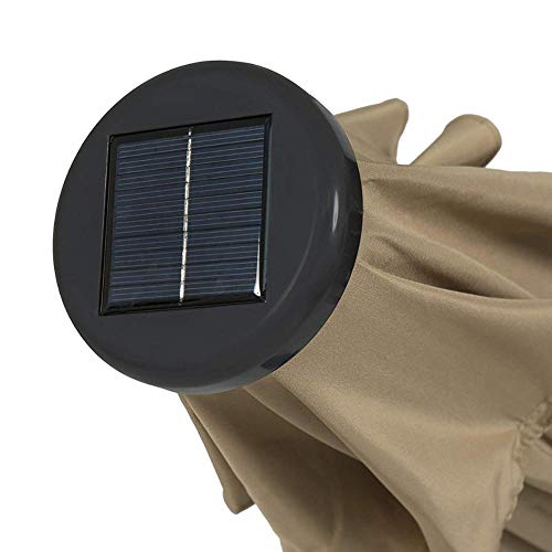 Sombrilla de patio con LED solar de 9 pies y cargador USB para exterior en offset 6