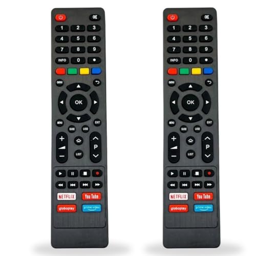 Kit 02 Controle Remoto Compatível com PHILCO Smart Tv LCD LED 4K BRITÂNIA Teclas Netflix Youtube Glo