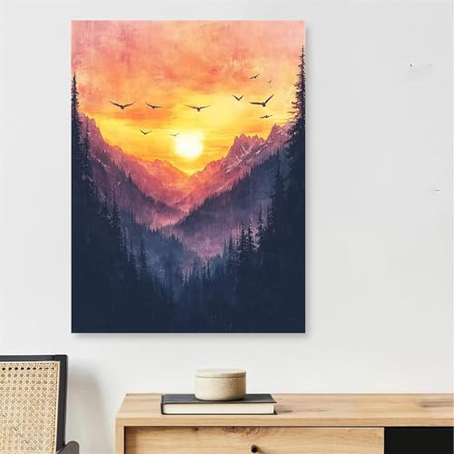 Peinture par Numéro Sommet de la Montagne : Solution Anti-Stress avec Toile 80x120cm et Cadre Fixe