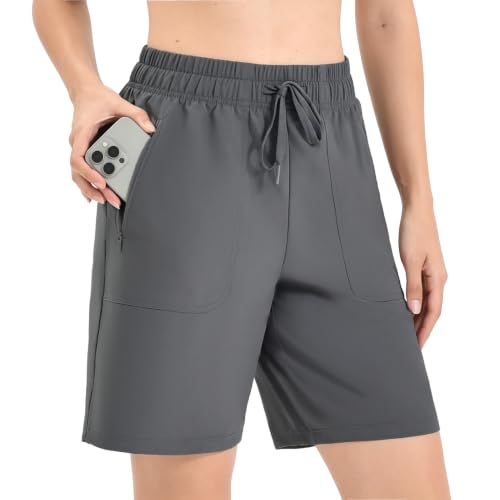 Ipletix Hiking Shorts for Women, Quick Dry 8" Grey M - image 1