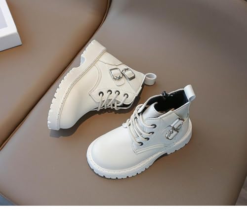 Kids Ankle Combat Boots Lace Up Side Zipper Riding Boot Warm Faux Fur Lined Short Winter Snow Boots Lug Sole Low Heels2