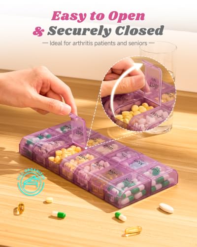 Image of Extra Large Weekly Pill Organizers pillcase pilboxes (Mauve)